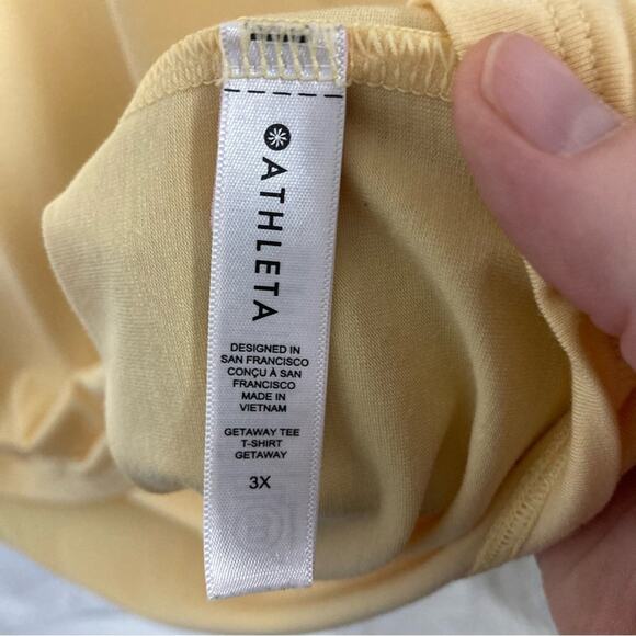 Athleta Athleisure soft loungewear yellow Getaway Tee shirred shoulders size 3X - Picture 5 of 7